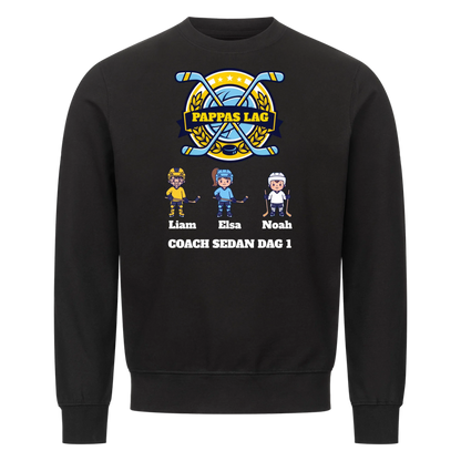 Pappas lag hockey t-shirt med barnens namn och figurer. Present till pappa, farfar och morfar