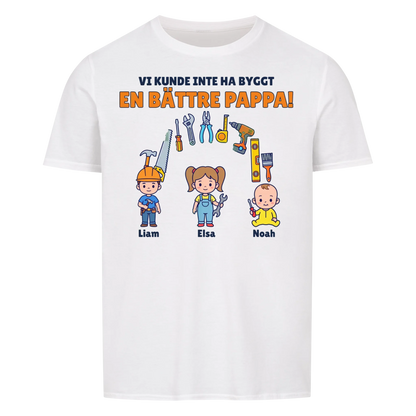 Vi kunde inte ha byggt en bättre pappa t-shirt med barnens namn. Present till pappa, farfar och morfar