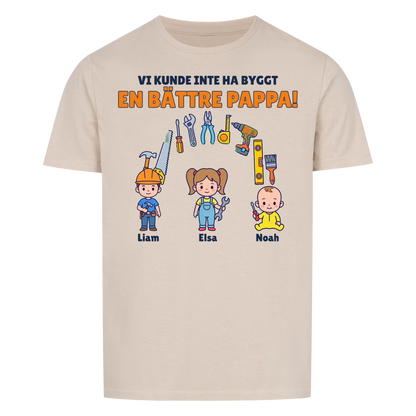 Vi kunde inte ha byggt en bättre pappa t-shirt med barnens namn. Present till pappa, farfar och morfar