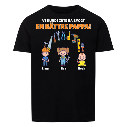 Vi kunde inte ha byggt en bättre pappa t-shirt med barnens namn. Present till pappa, farfar och morfar