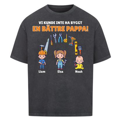 Vi kunde inte ha byggt en bättre pappa t-shirt med barnens namn. Present till pappa, farfar och morfar