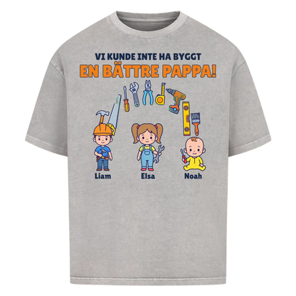 Vi kunde inte ha byggt en bättre pappa t-shirt med barnens namn. Present till pappa, farfar och morfar