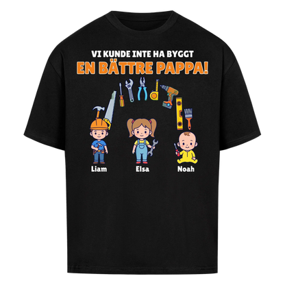 Vi kunde inte ha byggt en bättre pappa t-shirt med barnens namn. Present till pappa, farfar och morfar