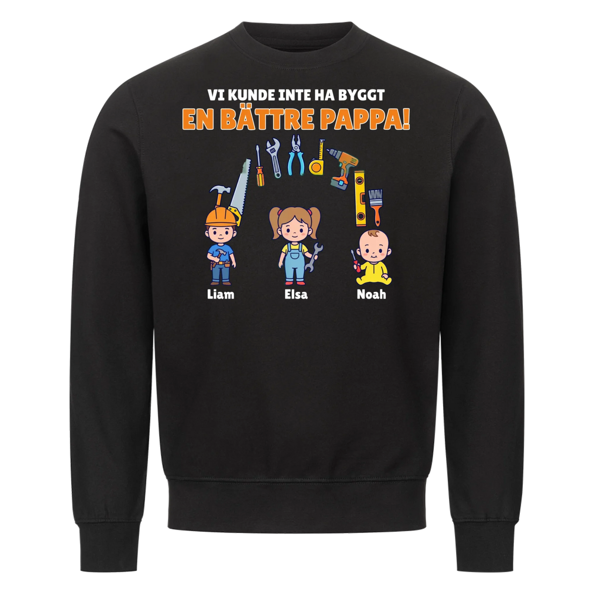 Vi kunde inte ha byggt en bättre pappa t-shirt med barnens namn. Present till pappa, farfar och morfar