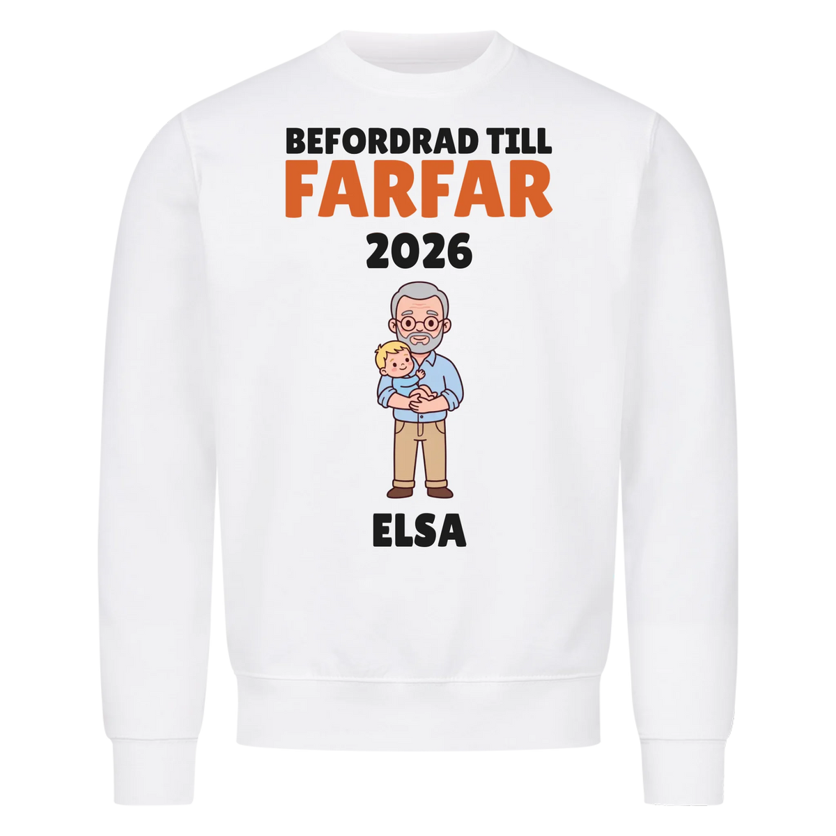Befordrad till farfar t-shirt med årtal och barnbarnets namn. Personlig present