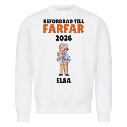 Befordrad till farfar t-shirt med årtal och barnbarnets namn. Personlig present