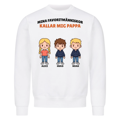 Mina favoritmänniskor kallar mig pappa t-shirt med barnens figurer och namn. Personlig present