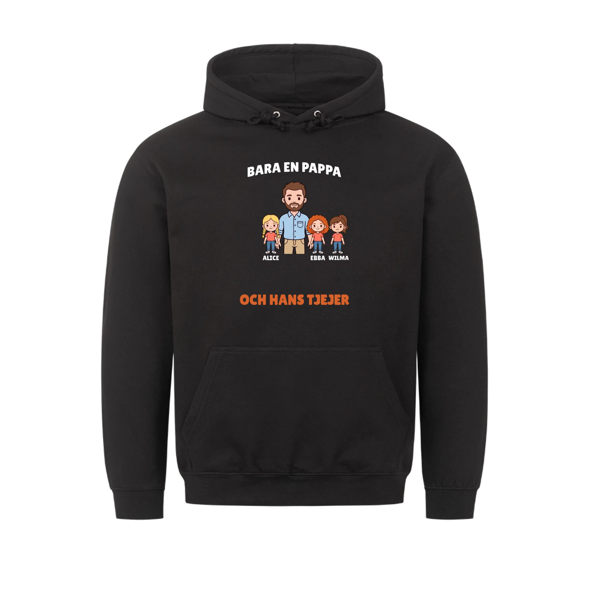 Bara en pappa och hans tjejer t-shirt med figurer och döttrarnas namn. Personlig present