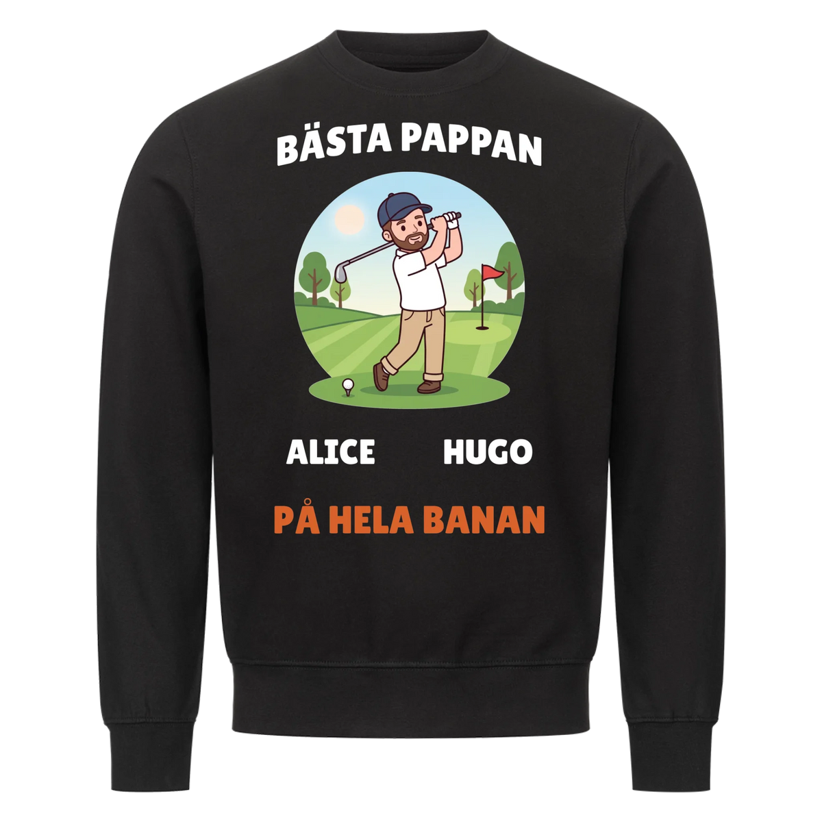Bästa pappan på hela banan golf t-shirt med namn. Personlig present till golfpappa