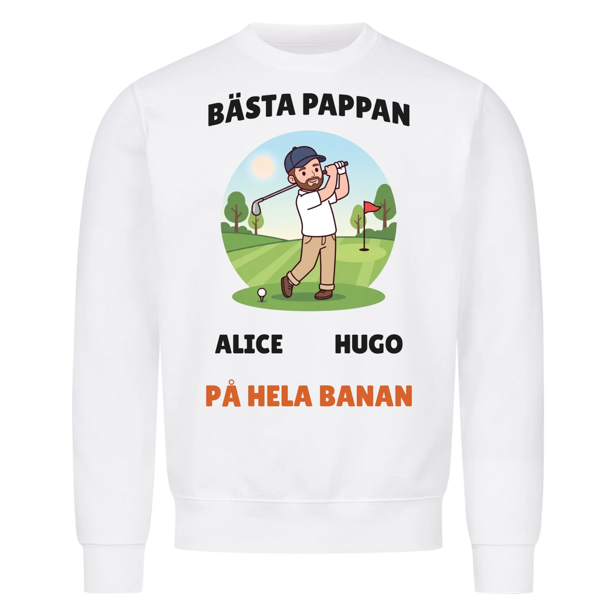 Bästa pappan på hela banan golf t-shirt med namn. Personlig present till golfpappa