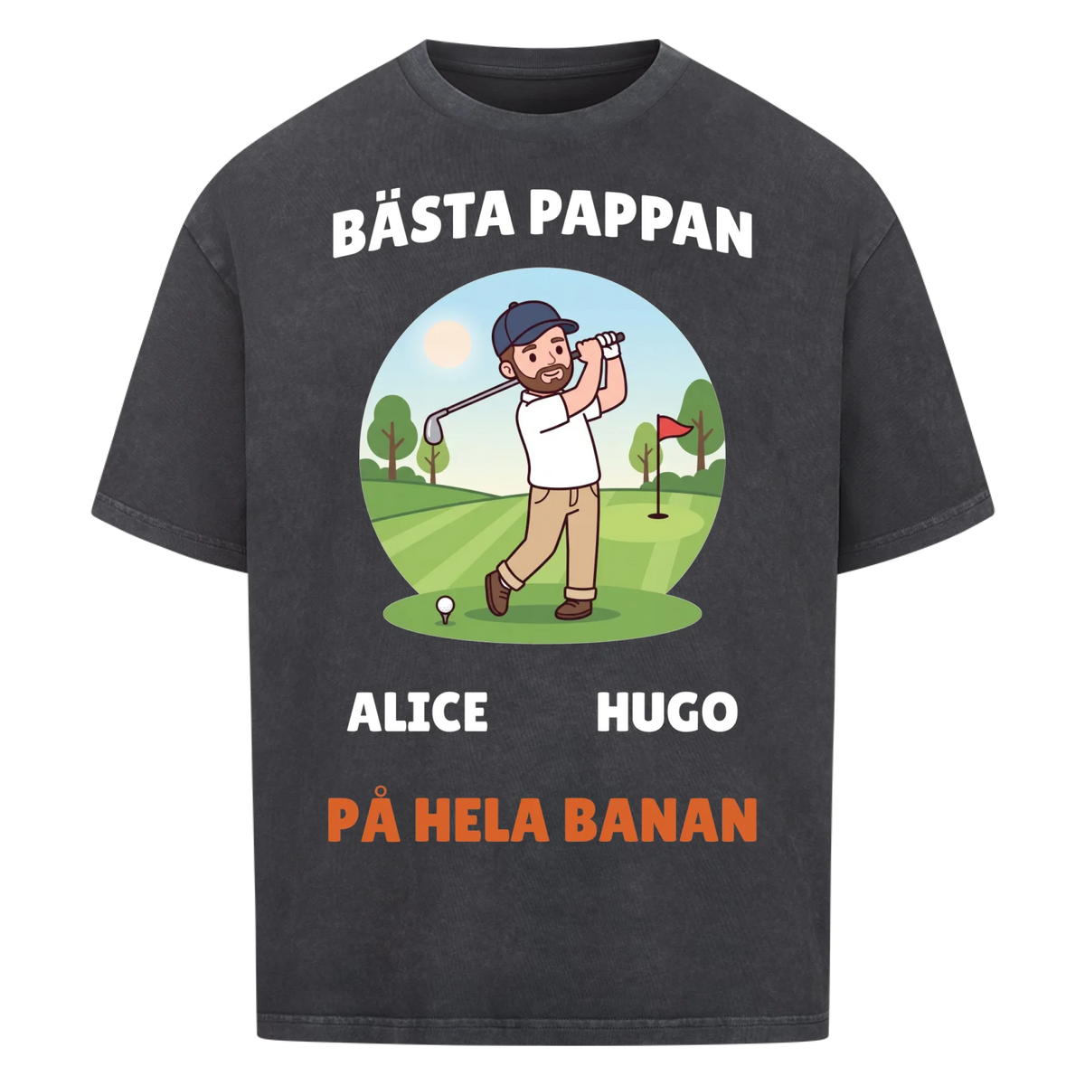 Bästa pappan på hela banan golf t-shirt med namn. Personlig present till golfpappa