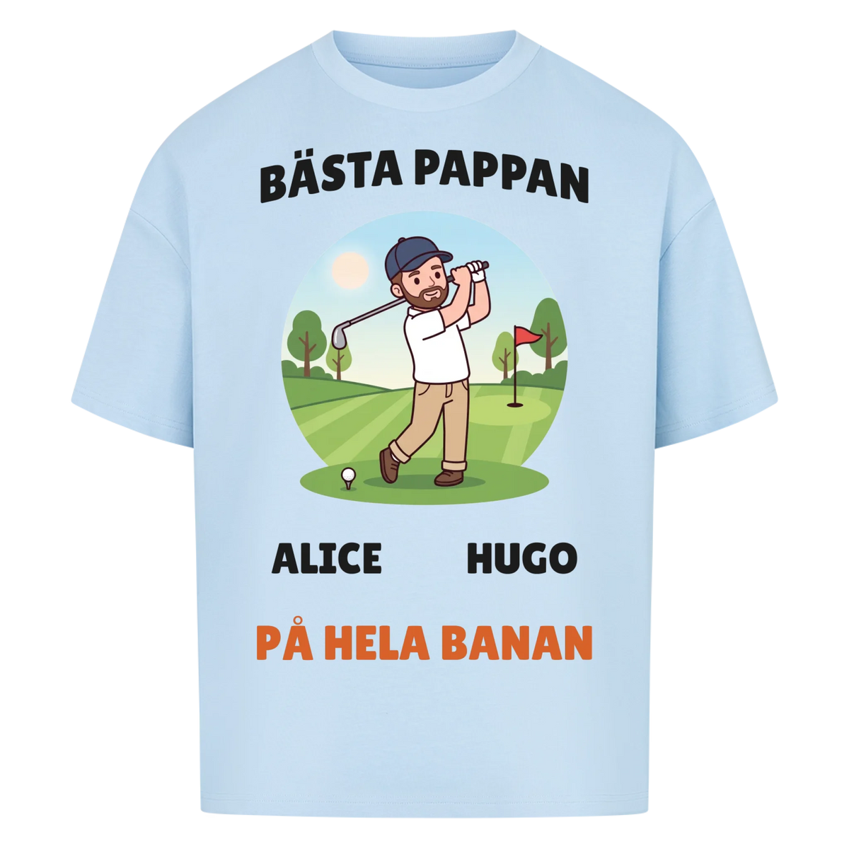 Bästa pappan på hela banan golf t-shirt med namn. Personlig present till golfpappa