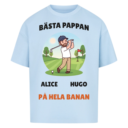 Bästa pappan på hela banan golf t-shirt med namn. Personlig present till golfpappa