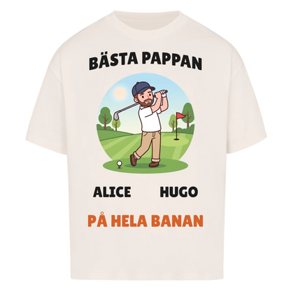 Bästa pappan på hela banan golf t-shirt med namn. Personlig present till golfpappa