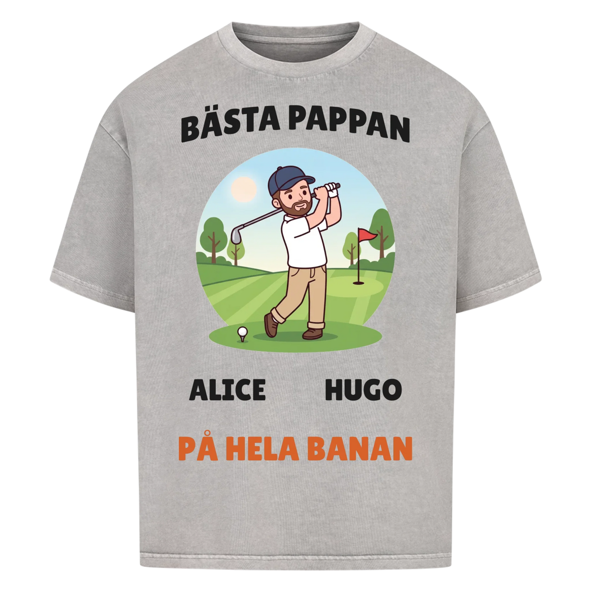 Bästa pappan på hela banan golf t-shirt med namn. Personlig present till golfpappa