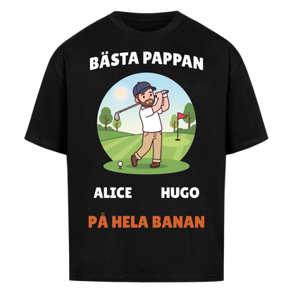 Bästa pappan på hela banan golf t-shirt med namn. Personlig present till golfpappa