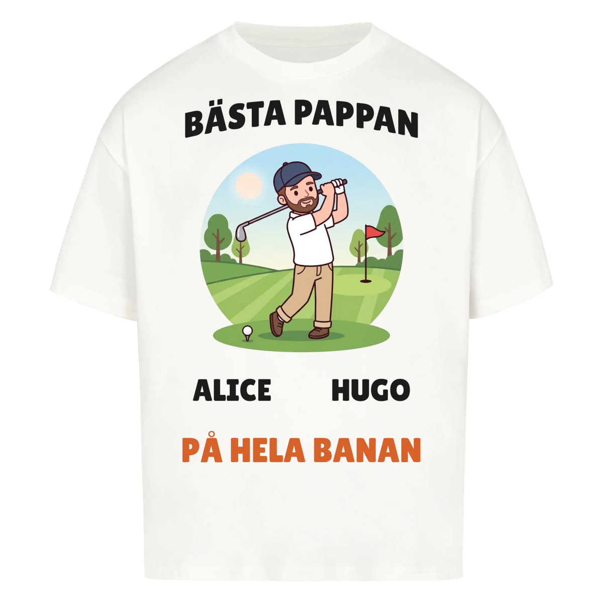 Bästa pappan på hela banan golf t-shirt med namn. Personlig present till golfpappa