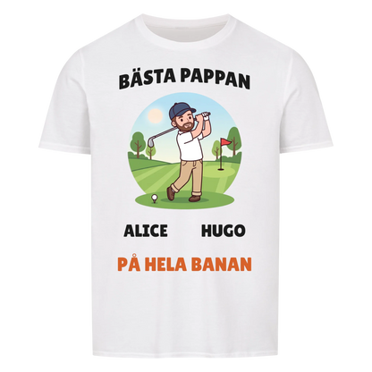 Bästa pappan på hela banan golf t-shirt med namn. Personlig present till golfpappa