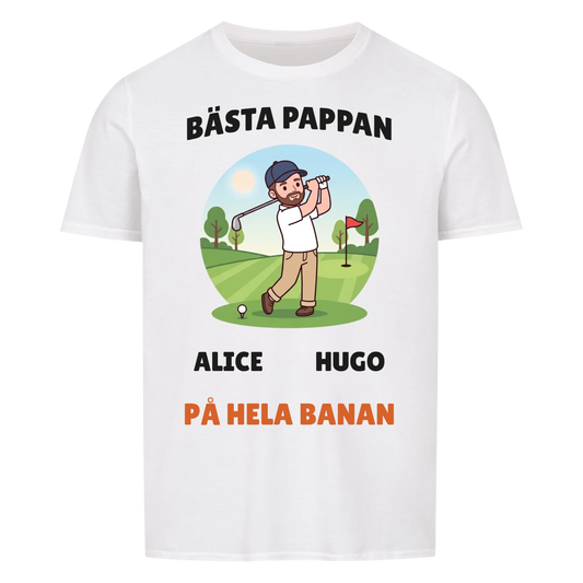 Bästa pappan på hela banan golf t-shirt med namn. Personlig present till golfpappa