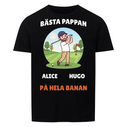 Bästa pappan på hela banan golf t-shirt med namn. Personlig present till golfpappa