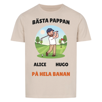 Bästa pappan på hela banan golf t-shirt med namn. Personlig present till golfpappa