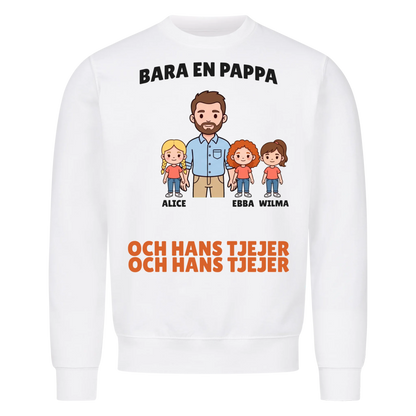Bara en pappa och hans tjejer t-shirt med figurer och döttrarnas namn. Personlig present
