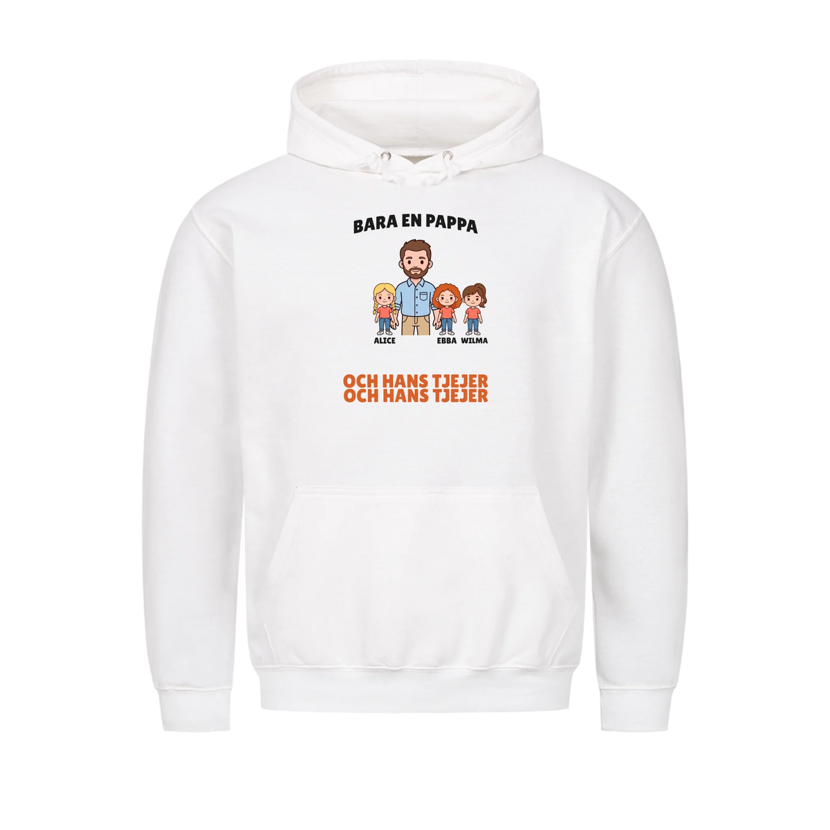 Bara en pappa och hans tjejer t-shirt med figurer och döttrarnas namn. Personlig present