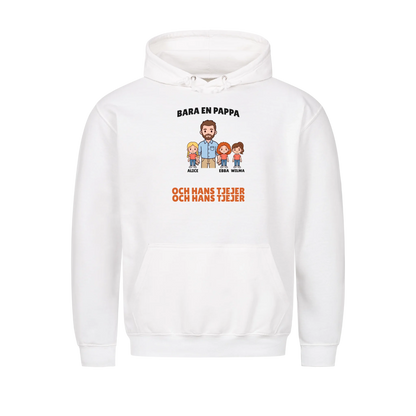 Bara en pappa och hans tjejer t-shirt med figurer och döttrarnas namn. Personlig present