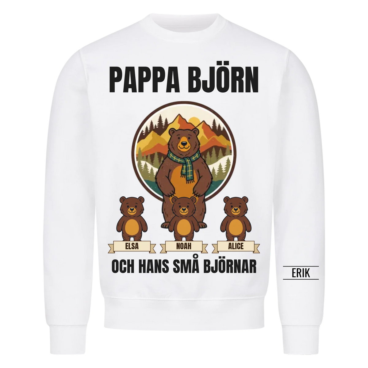 Pappa björn och hans små björnar | Personlig present till pappa med barnens namn