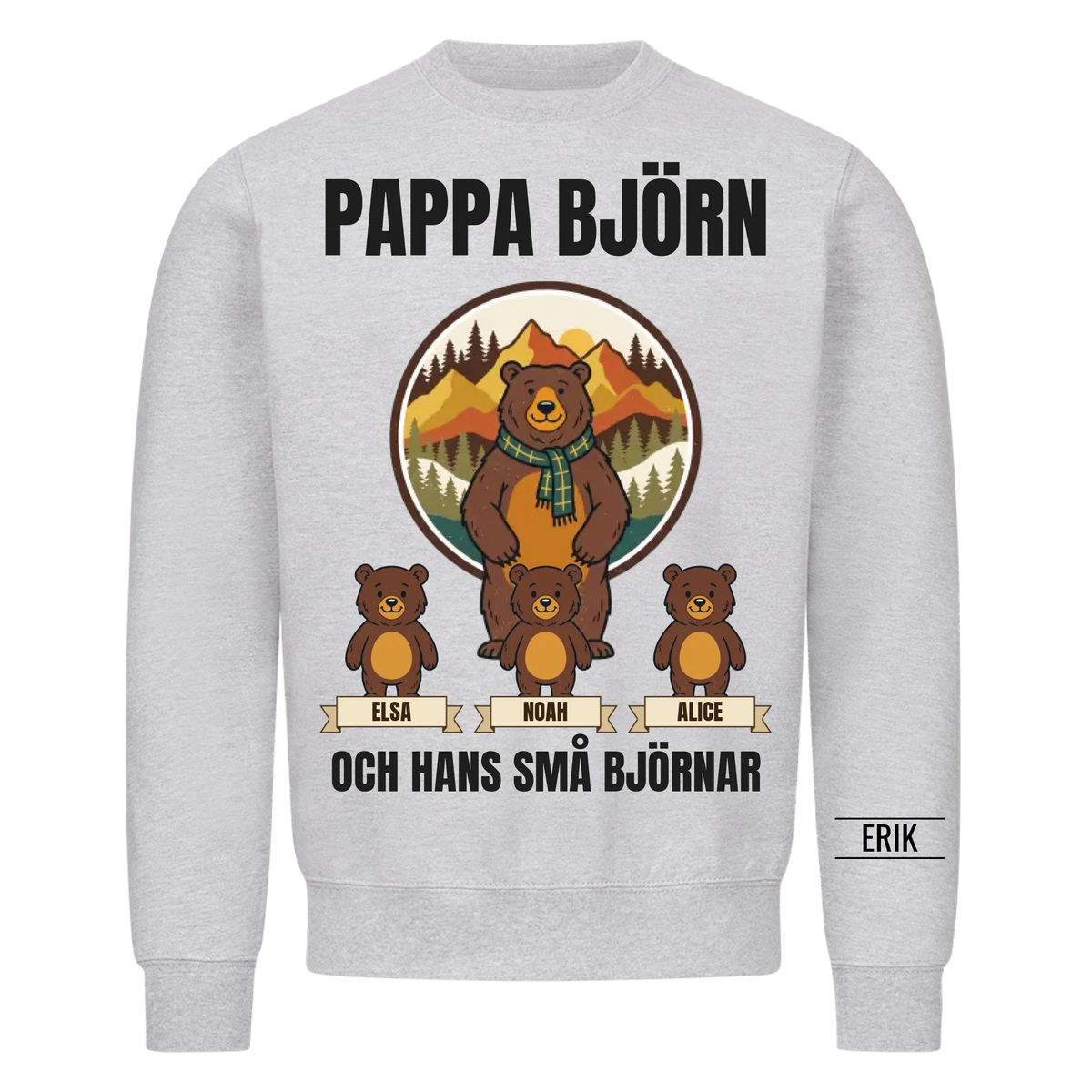 Pappa björn och hans små björnar | Personlig present till pappa med barnens namn