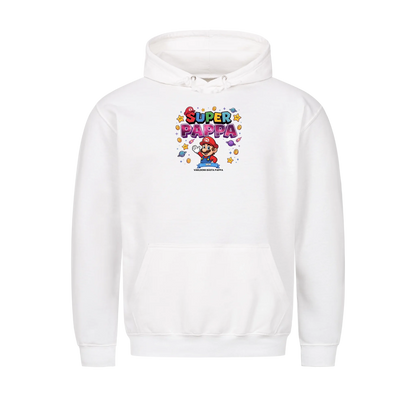Super Pappa King hoodie med pappas figur och barnens namn. Fars dag present