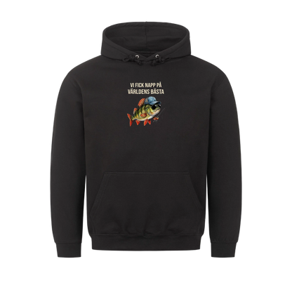 Vi fick napp på världens bästa pappa. Fisk hoodie med barnens namn. Present till pappa på fars dag
