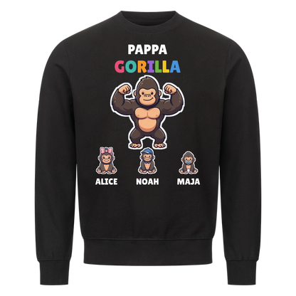 Pappa Gorilla t-shirt med gorillapappa, barnens namn och små gorillor. Personlig present till pappa