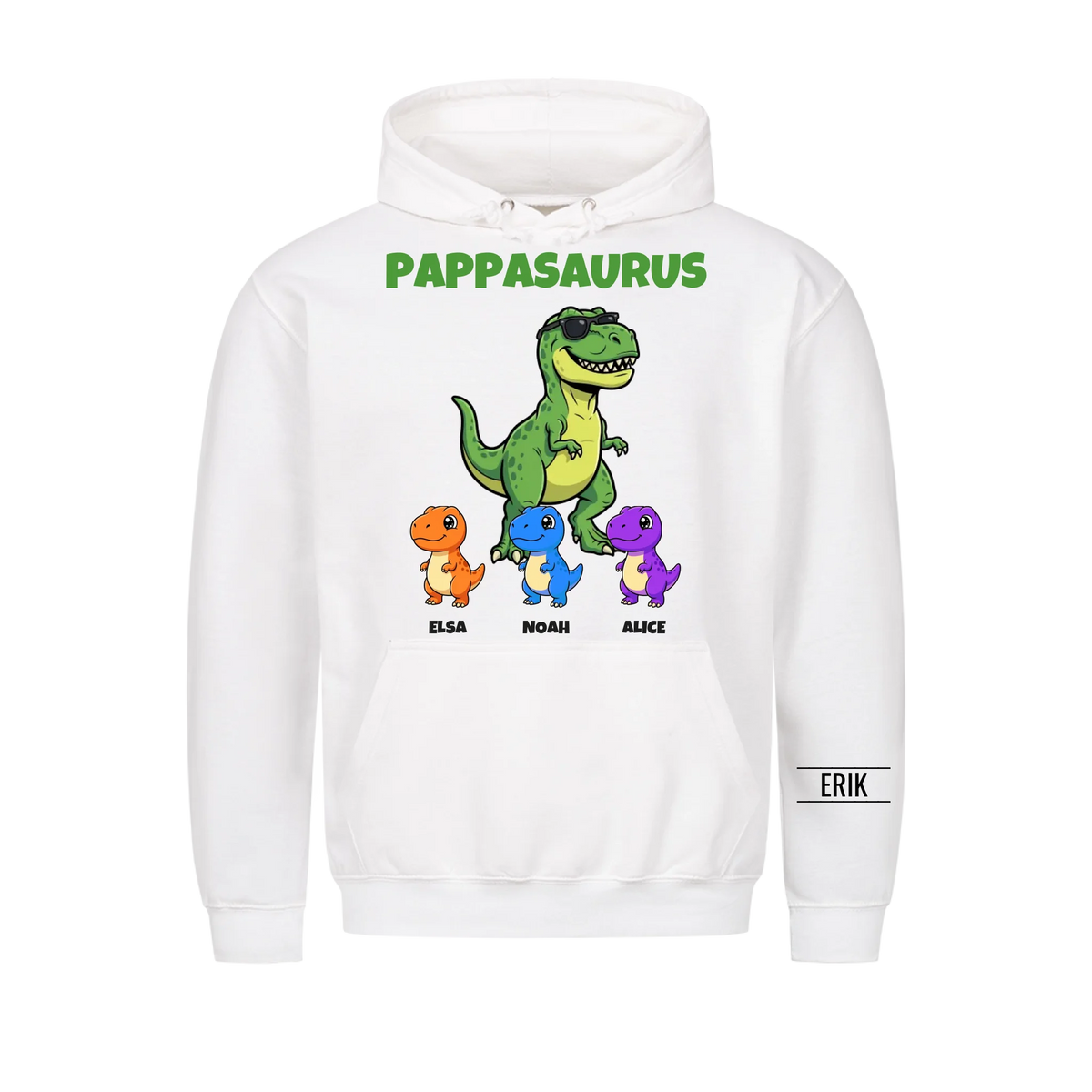Pappasaurus hoodie | Personlig present till pappa med barnens namn
