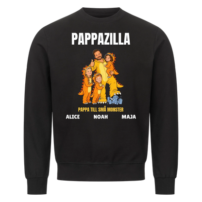 Pappazilla t-shirt med ditt foto som tecknad monsterpappa och barnens namn. Personlig present till pappa