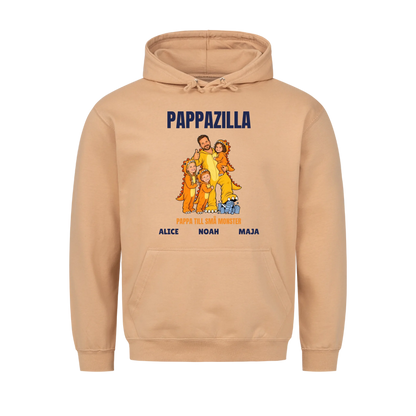 Pappazilla t-shirt med ditt foto som tecknad monsterpappa och barnens namn. Personlig present till pappa