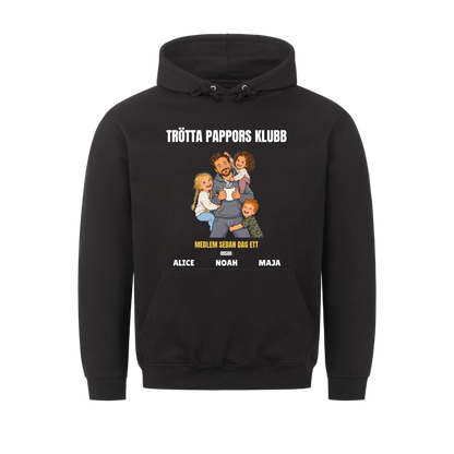 Trötta pappors klubb t-shirt med ditt foto som tecknad pappa och barnens namn. Rolig present till pappa