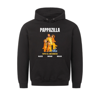 Pappazilla t-shirt med ditt foto som tecknad monsterpappa och barnens namn. Personlig present till pappa