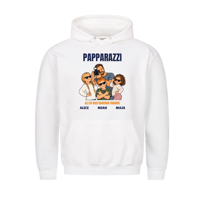 Papparazzi t-shirt med ditt foto som tecknad fotograf och barnens namn. Rolig present till pappa