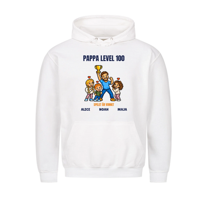 Pappa level 100 t-shirt med ditt foto i pixelstil och barnens namn. Rolig present till pappa