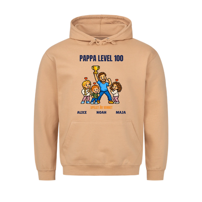 Pappa level 100 t-shirt med ditt foto i pixelstil och barnens namn. Rolig present till pappa