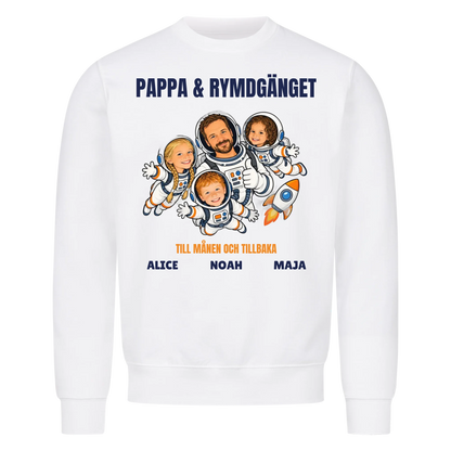 Pappa och rymdgänget t-shirt med ditt foto som tecknade astronauter och barnens namn. Personlig present till pappa