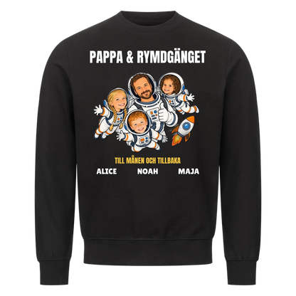 Pappa och rymdgänget t-shirt med ditt foto som tecknade astronauter och barnens namn. Personlig present till pappa