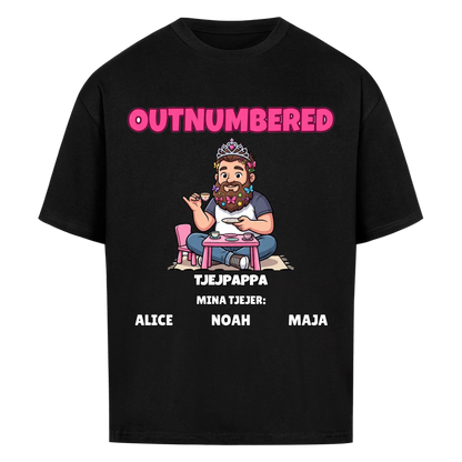 Girl Dad t-shirt med ditt foto som tecknad pappa och döttrarnas namn. Personlig present till pappa