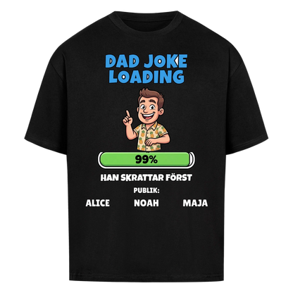 Dad Joke Loading t-shirt med ditt foto som tecknad pappa och barnens namn. Rolig present till pappa