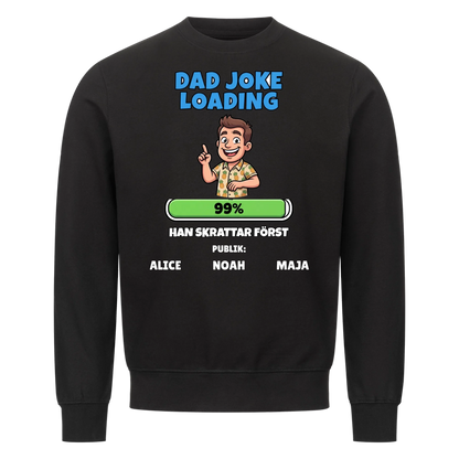 Dad Joke Loading t-shirt med ditt foto som tecknad pappa och barnens namn. Rolig present till pappa