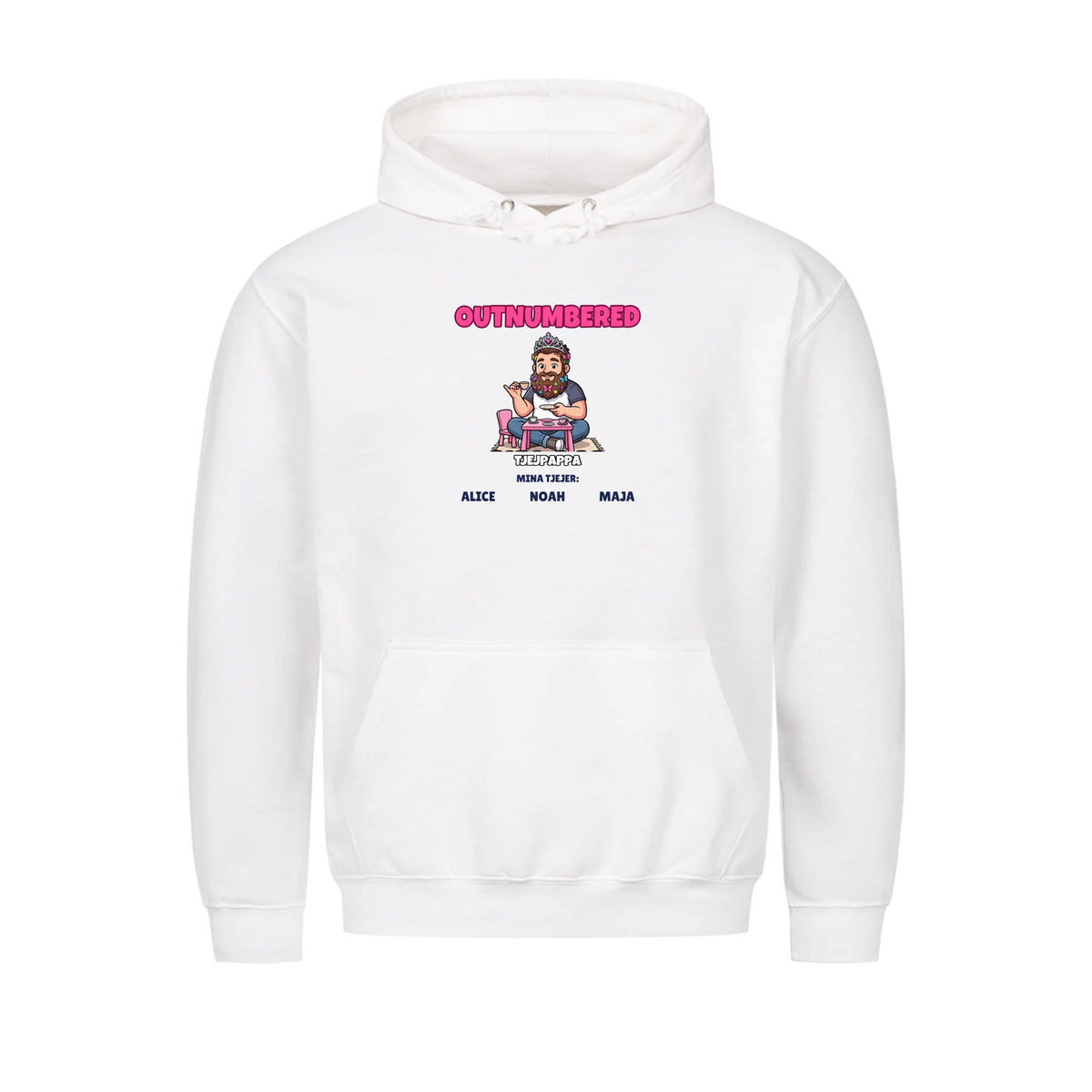 Girl Dad t-shirt med ditt foto som tecknad pappa och döttrarnas namn. Personlig present till pappa
