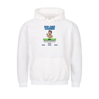 Dad Joke Loading t-shirt med ditt foto som tecknad pappa och barnens namn. Rolig present till pappa