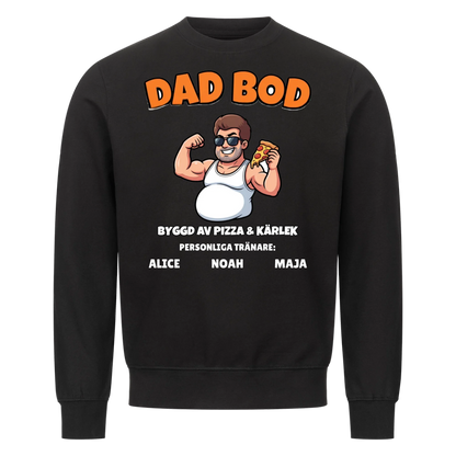 Dad Bod t-shirt med ditt foto som tecknad pappa och barnens namn. Rolig present till pappa