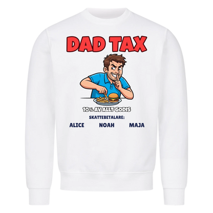 Dad Tax t-shirt med ditt foto som tecknad pappa och barnens namn. Rolig present till pappa